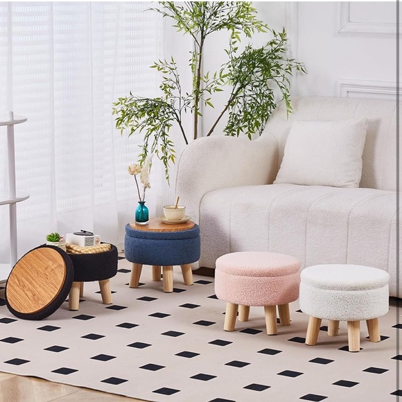 Pink Round Ottoman Stool - Picture 6 of 8